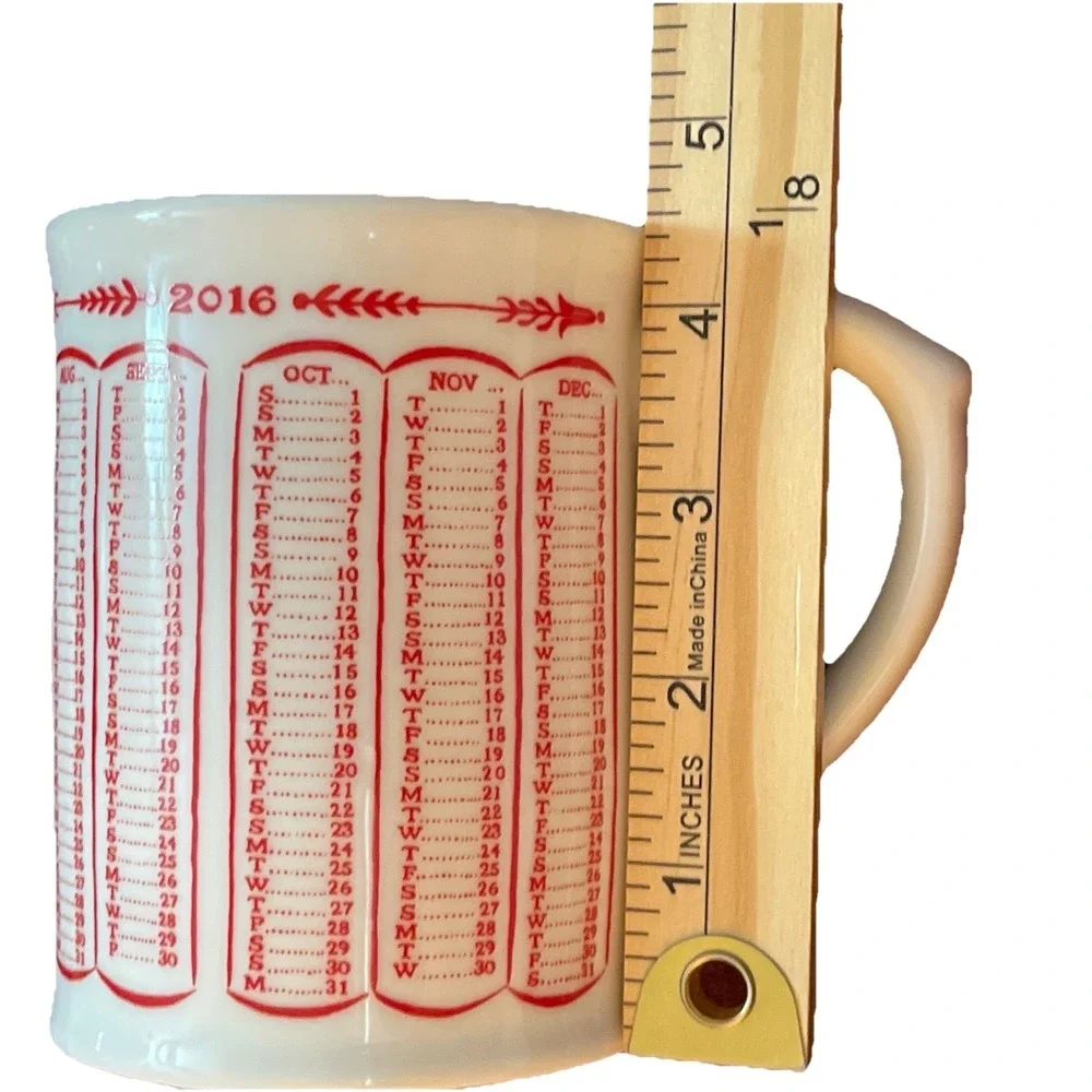 Williams Sonoma Coffee Mug 2016 Calendar Cup 14 oz Porcelain Gift Anniversary‎